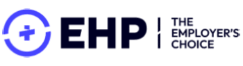 Logo with a blue medical cross inside a circle, next to bold letters "EHP" and the text "THE EMPLOYER'S CHOICE" on the right. Logo with a blue medical cross inside a circle, next to bold letters "EHP" and the text "THE EMPLOYER'S CHOICE" on the right.