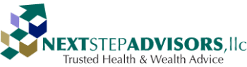 Logo for NEXT STEP ADVISORS, LLC featuring green, blue, and beige cubes forming an upward arrow, with the tagline "Trusted Health & Wealth Advice" in smaller text below the company name. Logo for NEXT STEP ADVISORS, LLC featuring green, blue, and beige cubes forming an upward arrow, with the tagline "Trusted Health & Wealth Advice" in smaller text below the company name.